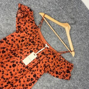 Pleione Womens Burnt Orange Floral Off Shoulder Blouse Small WQZ511447RK NEW